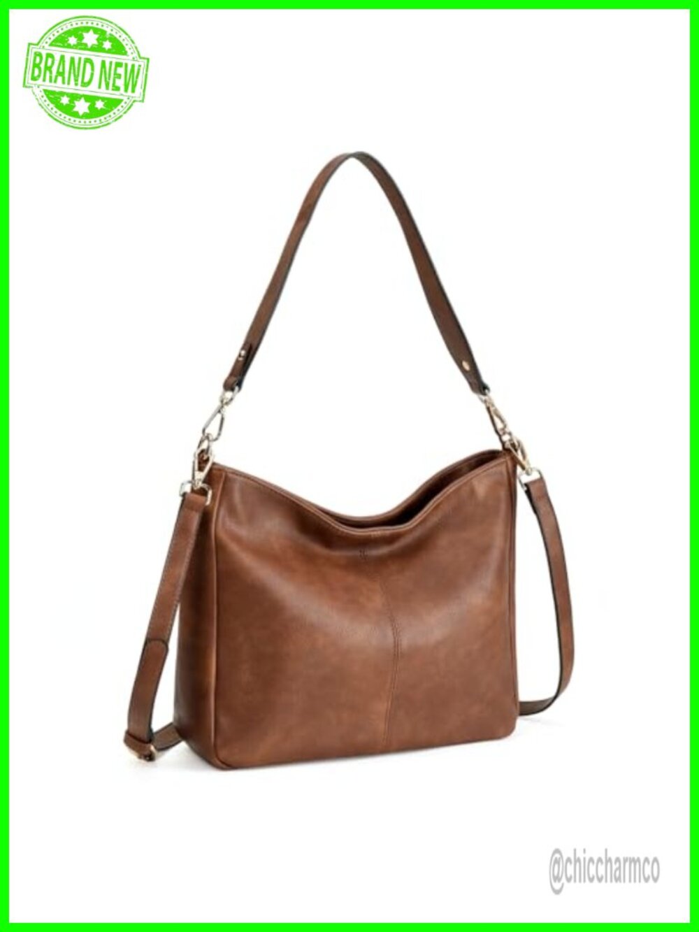 Soft Vegan Leather Hobo Shoulder Crossbody Bag Multi Pocket Tote